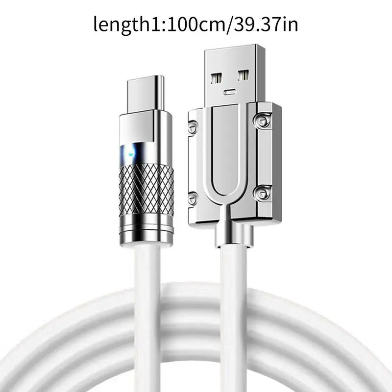 a close up of a white cable connected to a white phone