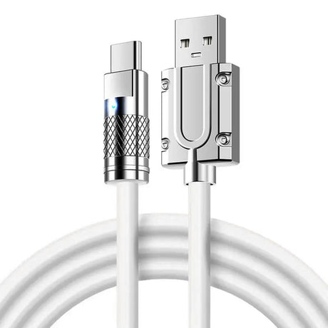 the white usb cable is connected to a white cable