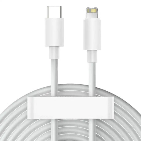 a close up of a white cable connected to a charger