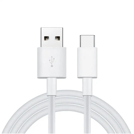 a close up of a white usb cable connected to a charger