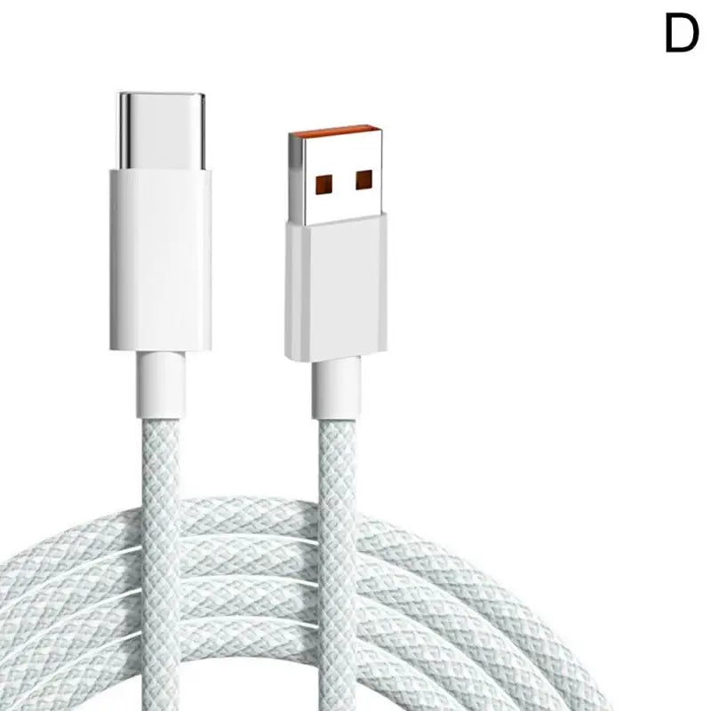 a white cable with a brown cord