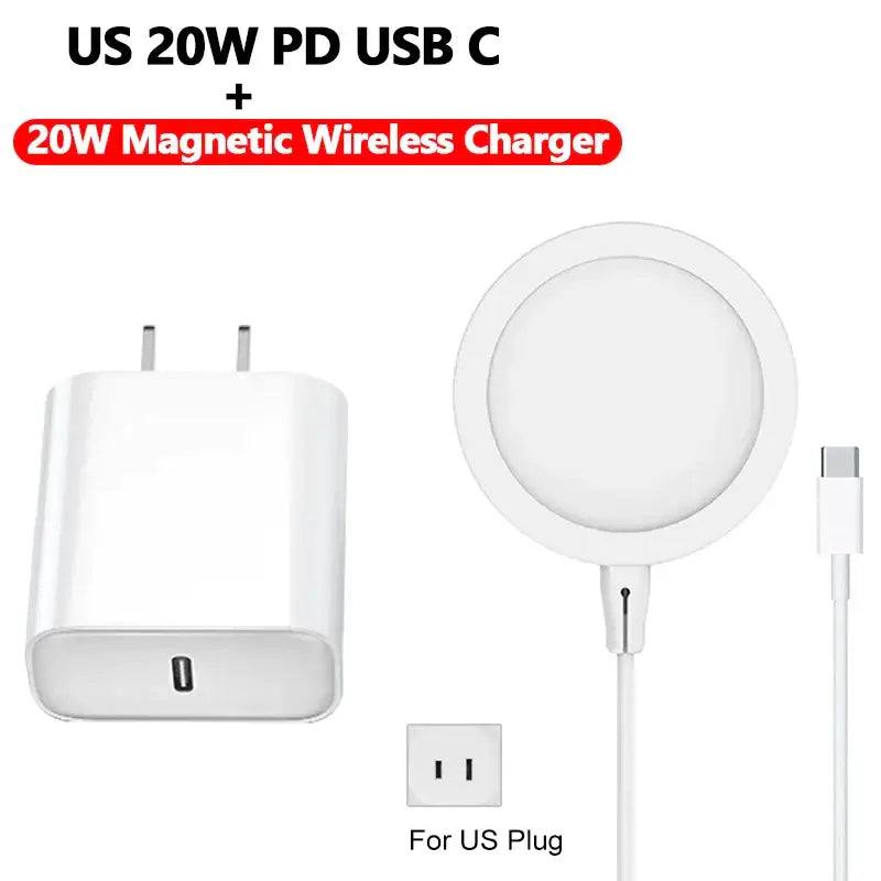 A close up of a white charger and a usb cable