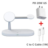 A close up of a white device with a charger and a cable