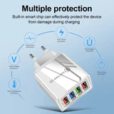 a close up of a white device with multiple charging devices