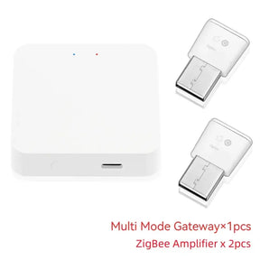 A close up of a white device with two usbs attached