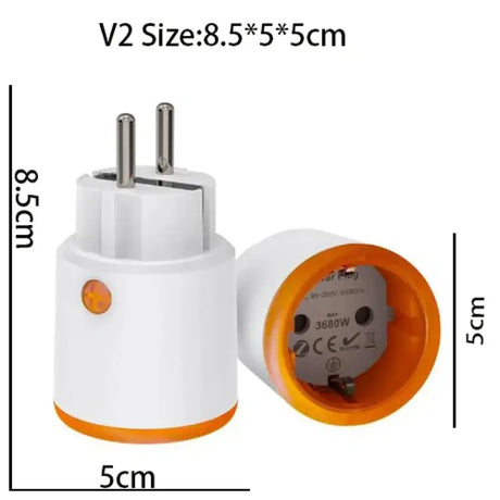 A close up of a white and orange plug with a yellow plug