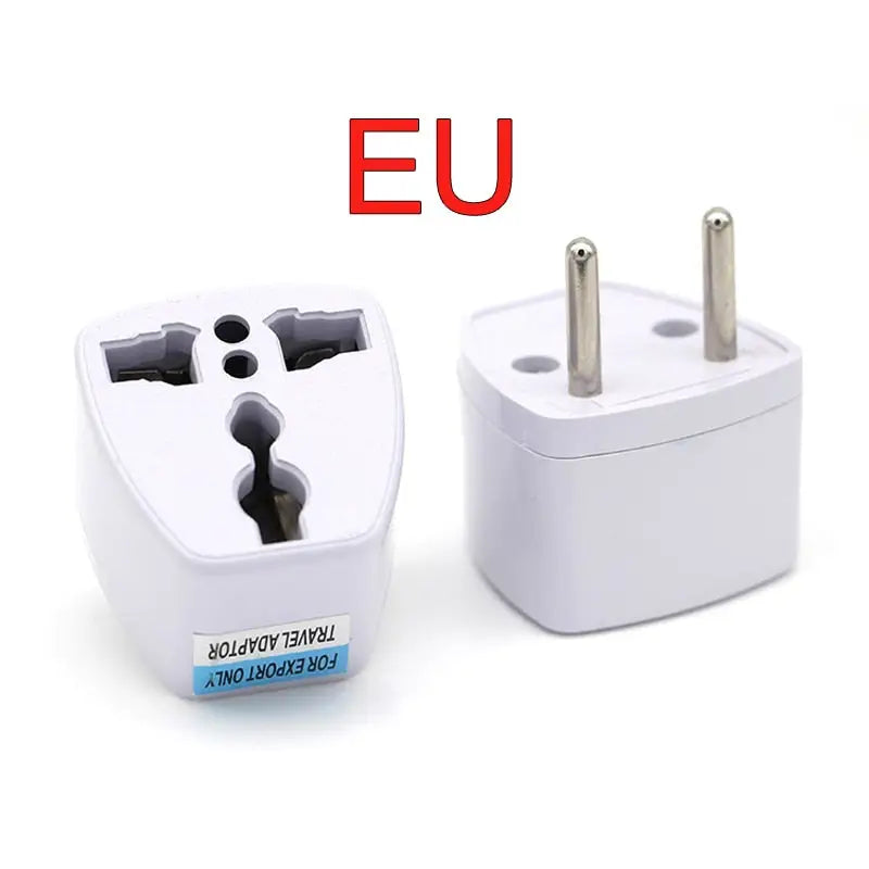 a close up of a white plug and a white plug with the eu logo