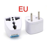 a close up of a white plug and a white plug with the eu logo