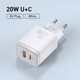 the eu plug plug plug is plugged into a white wall charger