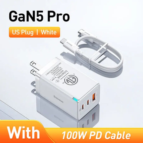 a close up of a white power adapter with a cable