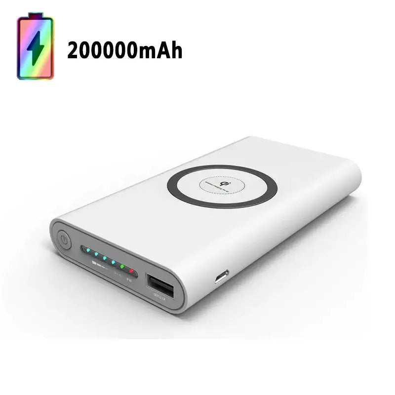 a close up of a white power bank with a battery