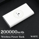 a close up of a white power bank on a black surface
