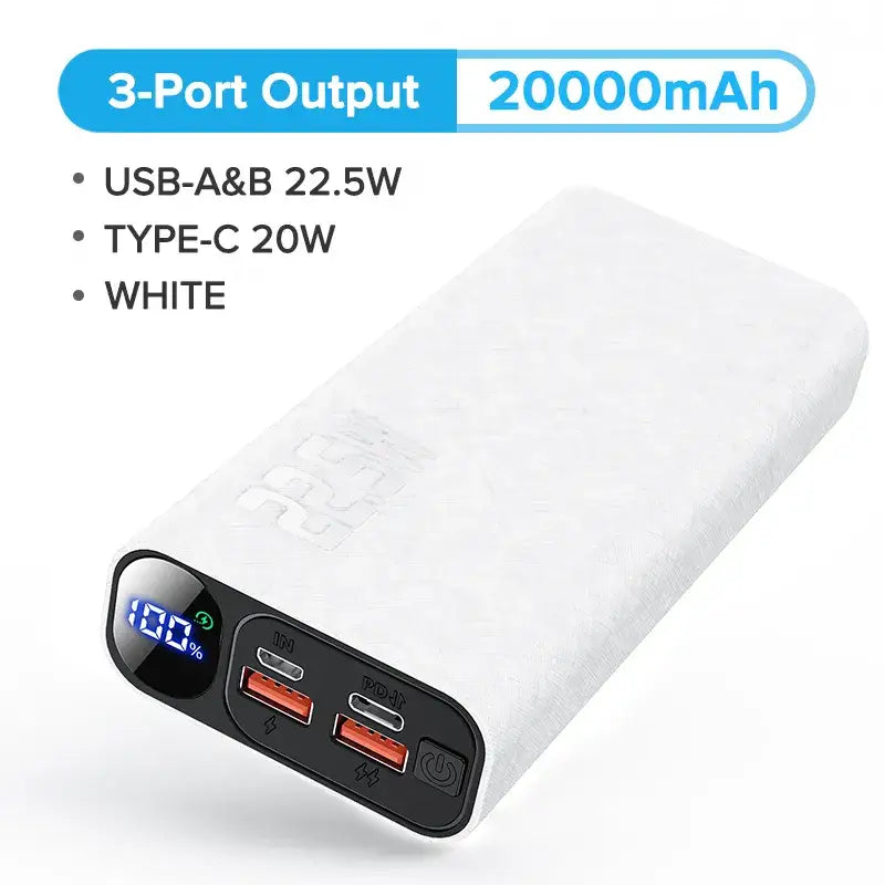 a close up of a white power bank with a clock on it