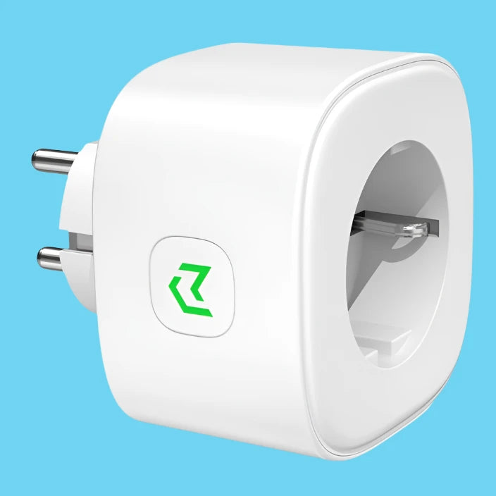 a close up of a white power outlet with a bluetooth logo