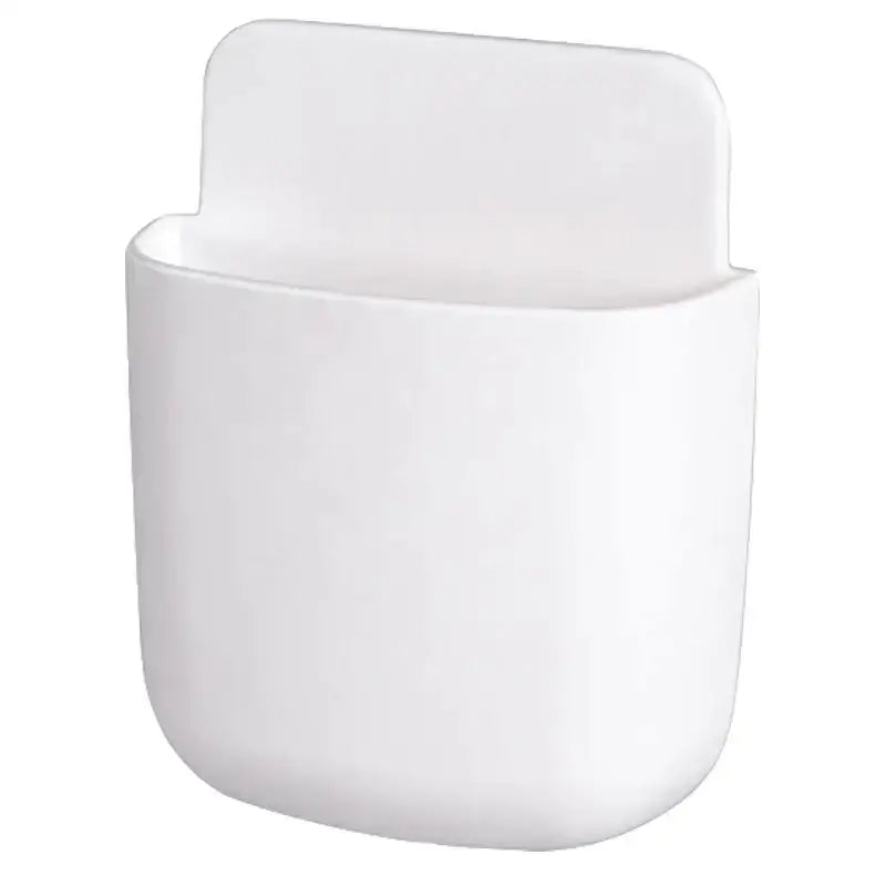 A close up of a white toilet paper holder on a white background