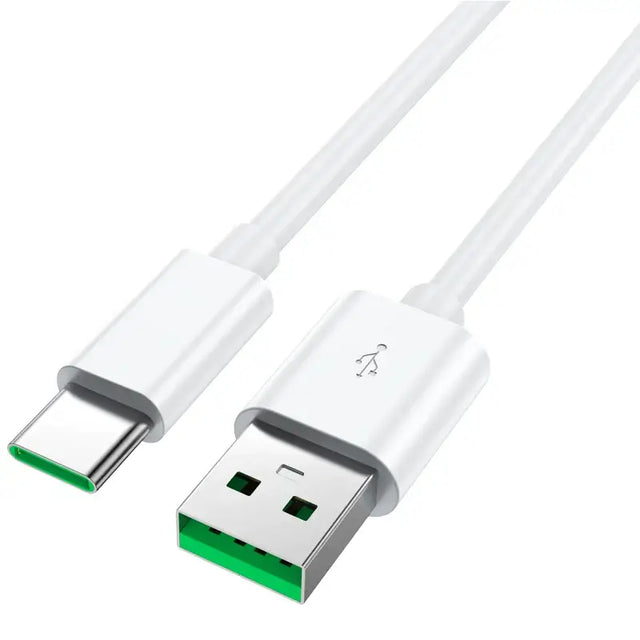 a close up of a white usb cable connected to a green usb cable