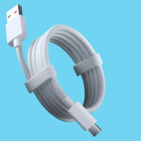 a close up of a white usb cable connected to a black bag