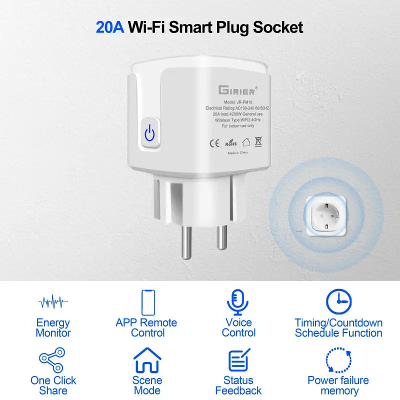 a close up of a white wall mounted charger with various features