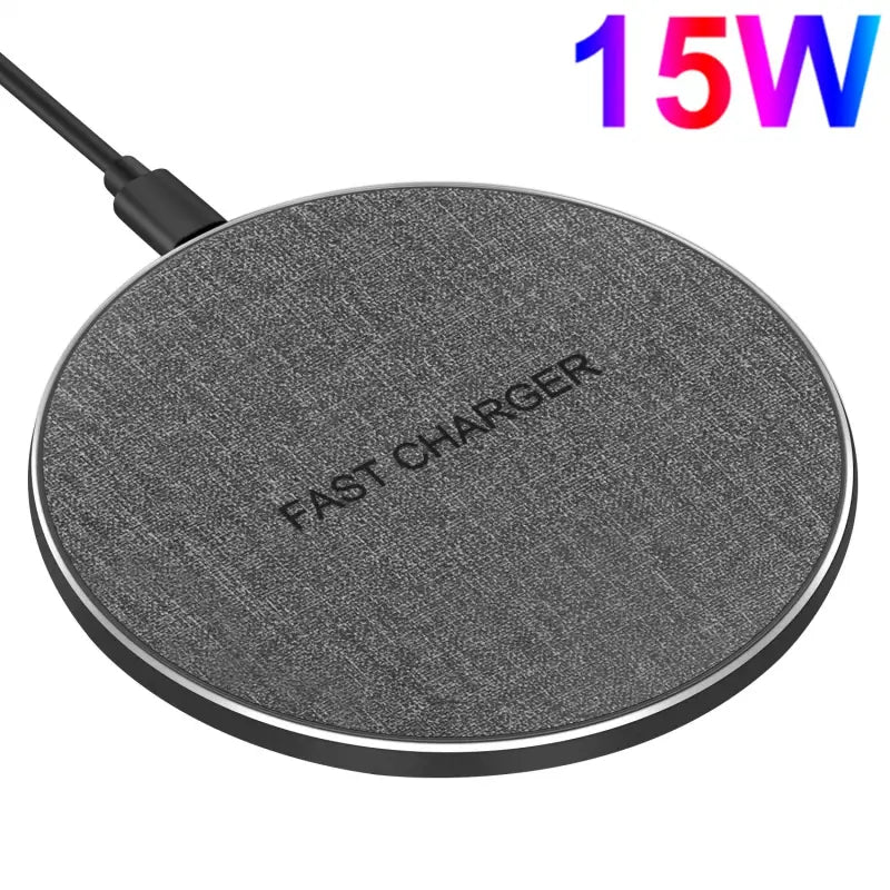 a close up of a wireless charger with a cable