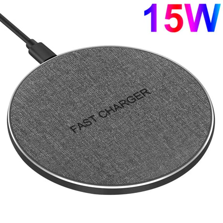 A close up of a wireless charger with a cable