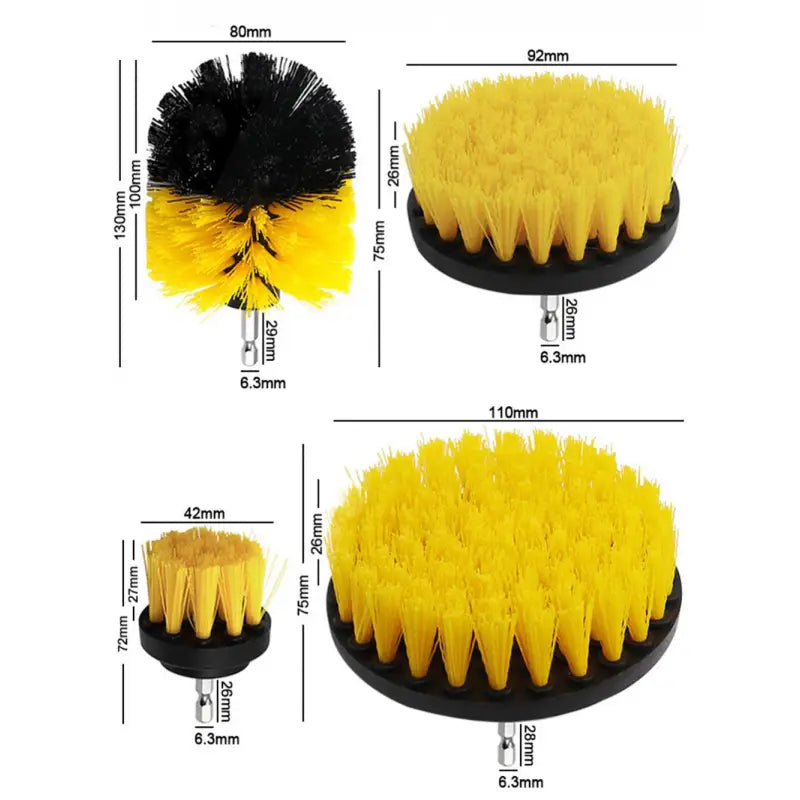 3 pcs yellow black and white hair brush