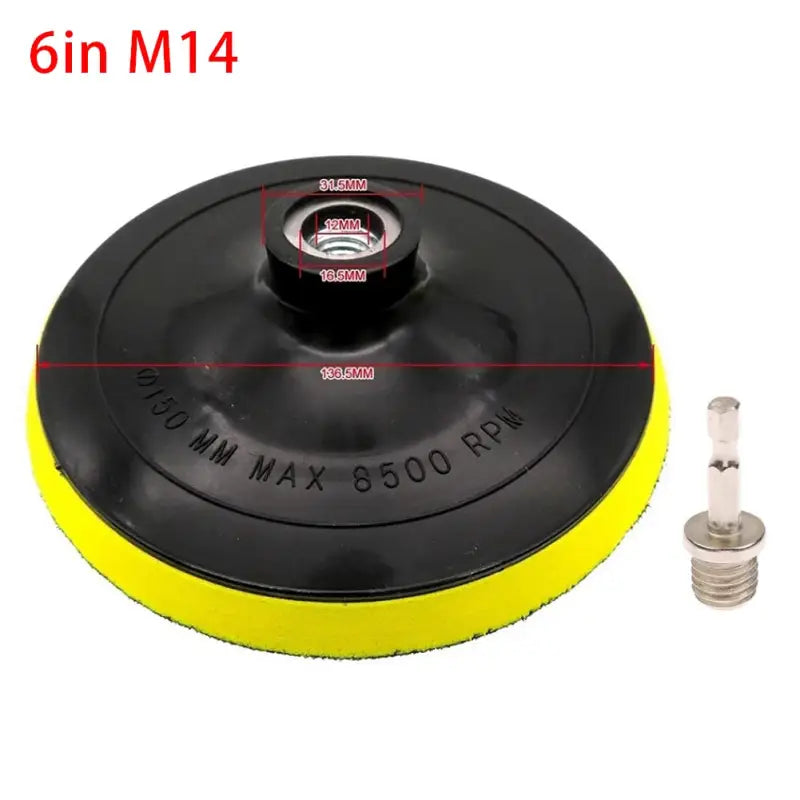 a yellow and black disc with a screw