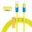 a close up of a yellow and blue cable connected to a yellow and blue cable