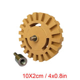 a yellow plastic wheel with a screw