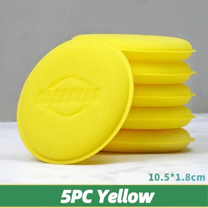 yellow foam discs are stacked on top of each other