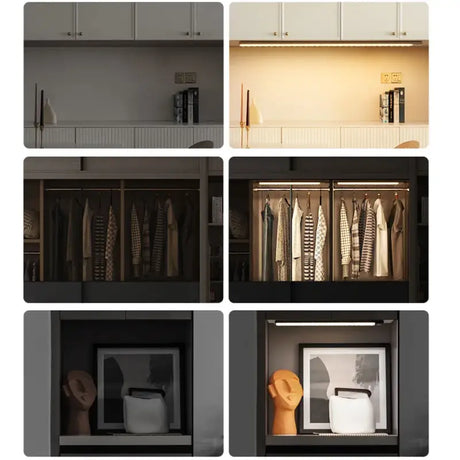 A col of four images showing the different closets