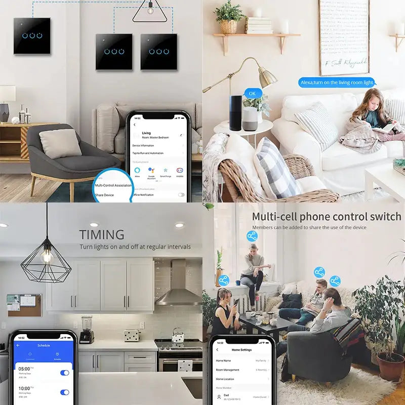 A col of images showing the different ways to use the smart home automation system