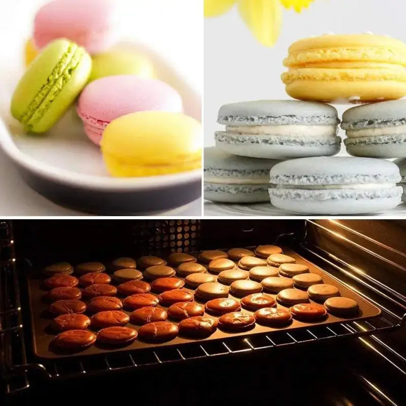 a col of macaroes and macaroes in the oven
