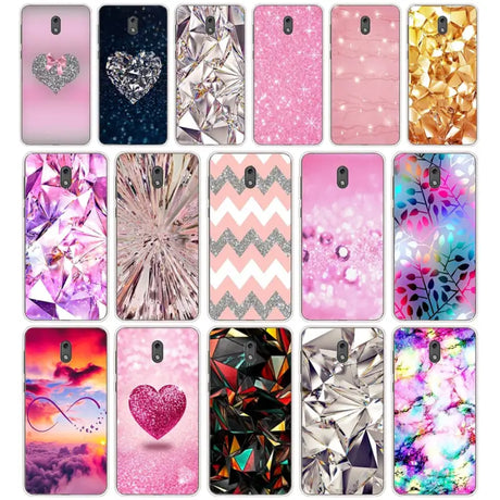 a collection of pink and silver cases