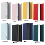 Collection of colorful power banks or portable battery chargers in various hues.