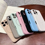 A collection of colorful smartphone cases with MagSafe rings.