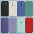 A collection of eight matte finish straight edge silicone phone cases in solid colors for oppo a5 a9 a11 a11x 5g back side