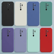 A collection of eight matte finish straight edge silicone phone cases in solid colors for oppo a5 a9 a11 a11x 5g back side