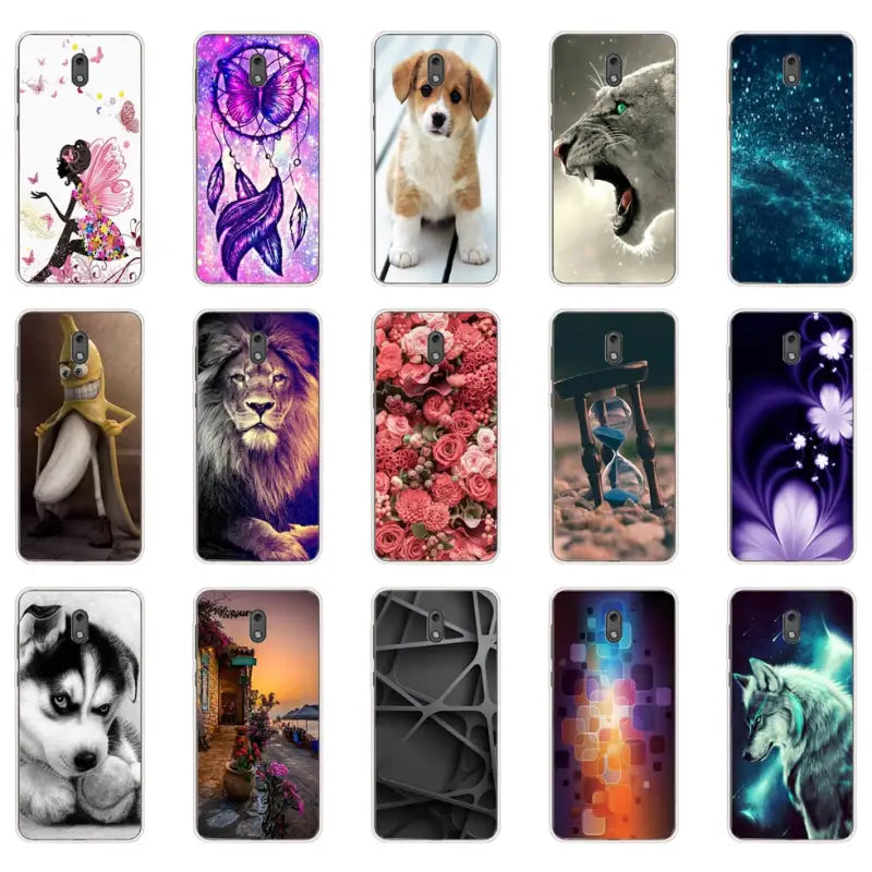 a collection of phone cases with different animals