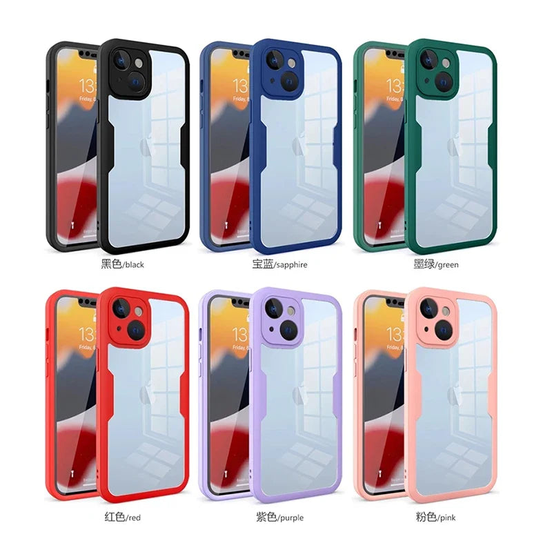 Luxury 360 Full Cover Silicone Case For iPhone 15 13 11 12 14 Pro Max PlusWith Screen Protector Shockproof Cover