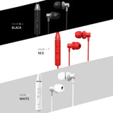 the red and white earphones are shown with the black and white logo