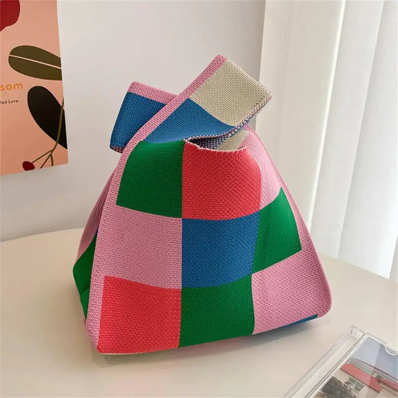 a colorful bag sitting on top of a table