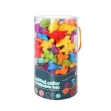a jar of colorful plastic beads
