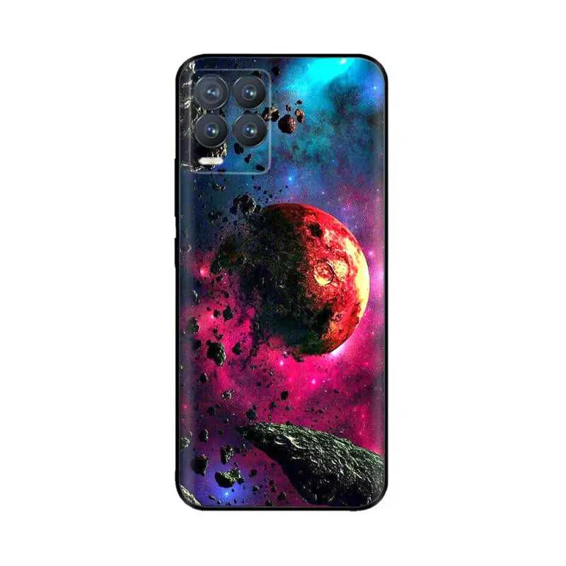 a colorful galaxy with planets and stars phone case