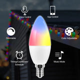 A colorful light bulb with various colors