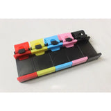 a colorful plastic phone case with a black and red and yellow