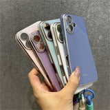 Colorful phone cases with metallic trim.