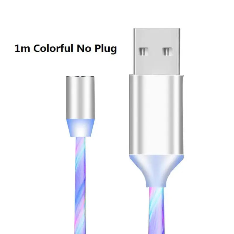 a close up of a usb cable with a colorful light on it