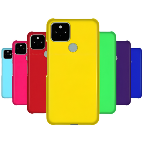 Colorful smartphone cases arranged in a fan-like pattern.