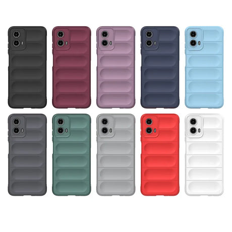 Colorful smartphone cases with textured design.