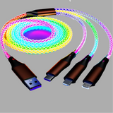 Colorful, spiral-shaped USB charging cables with multiple connector types.